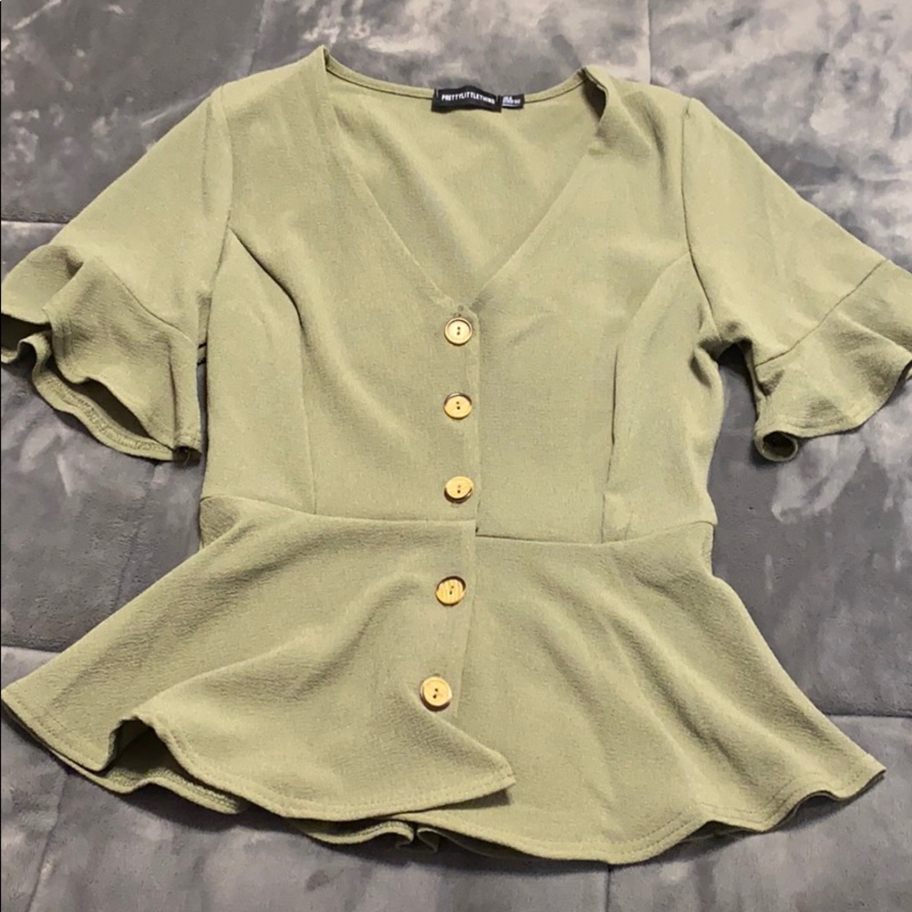 Olive Green Peplum Blouse